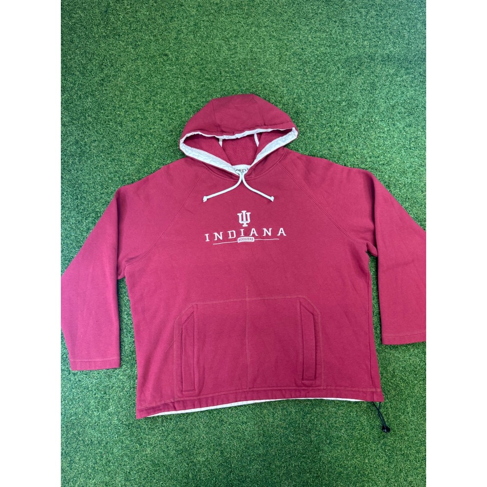 Vintage Indiana University Hoosiers Hoodie XL Crimson Red Embroidered Pullover